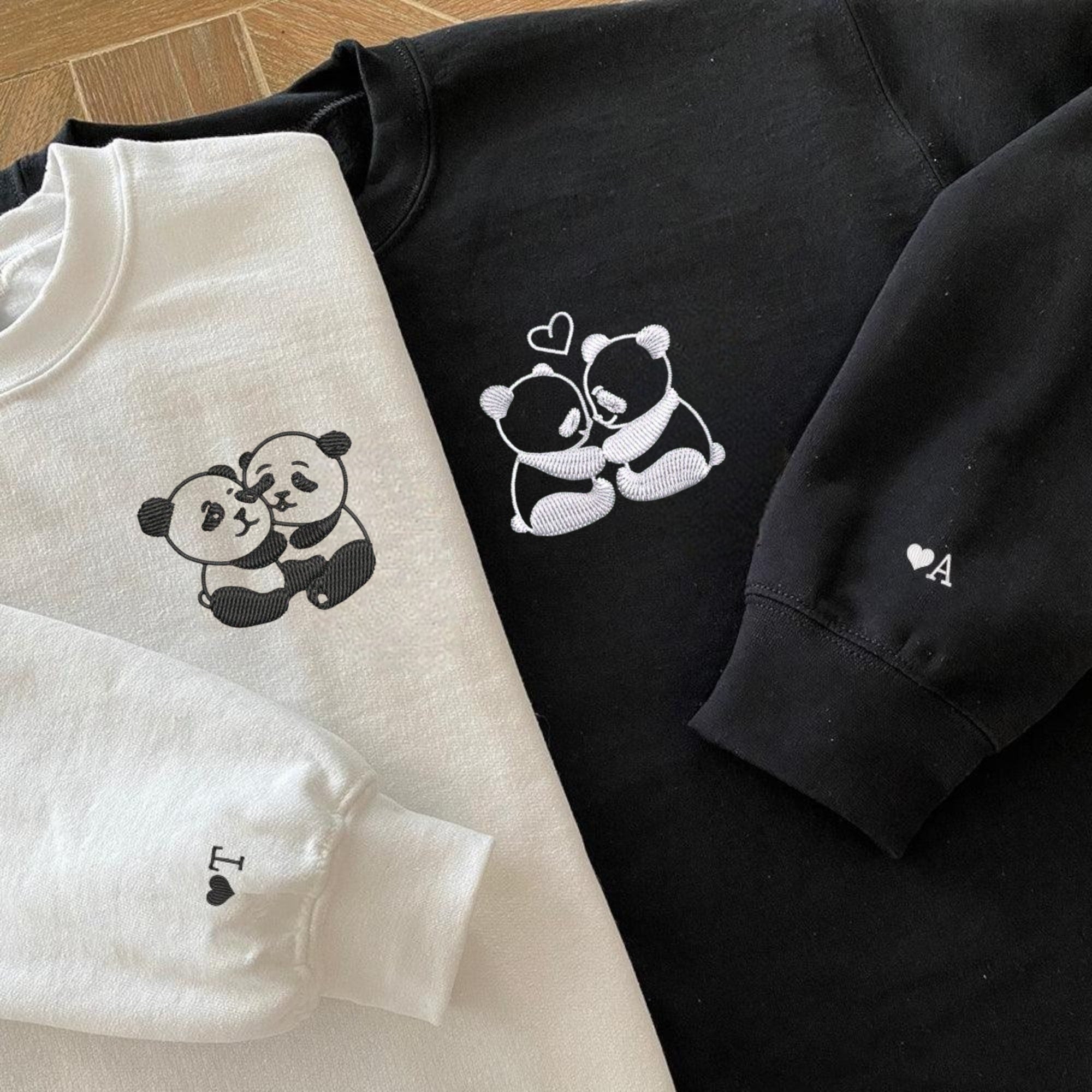 Matching panda couple hoodies for couples