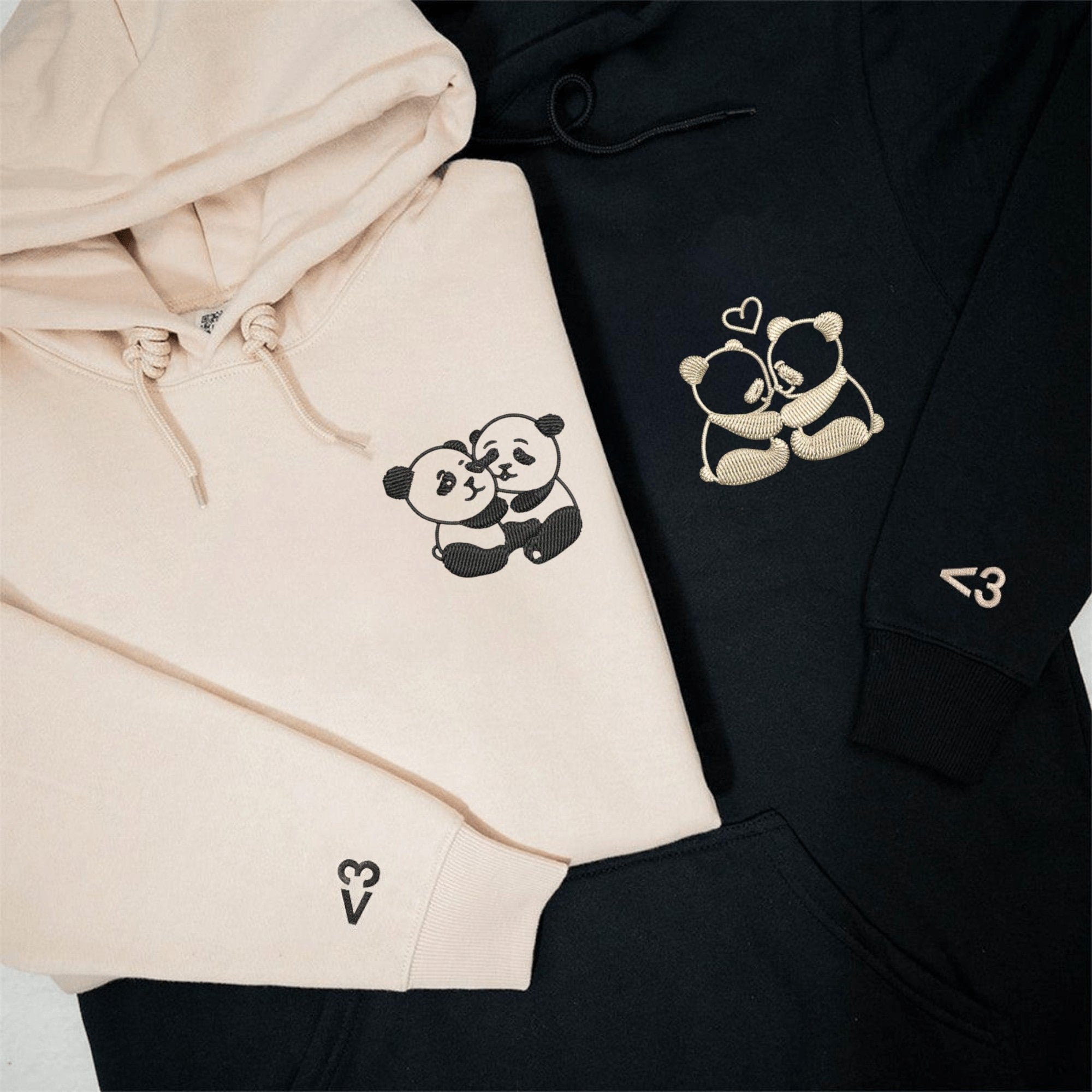 Cute panda design on couple matching sweatshirts