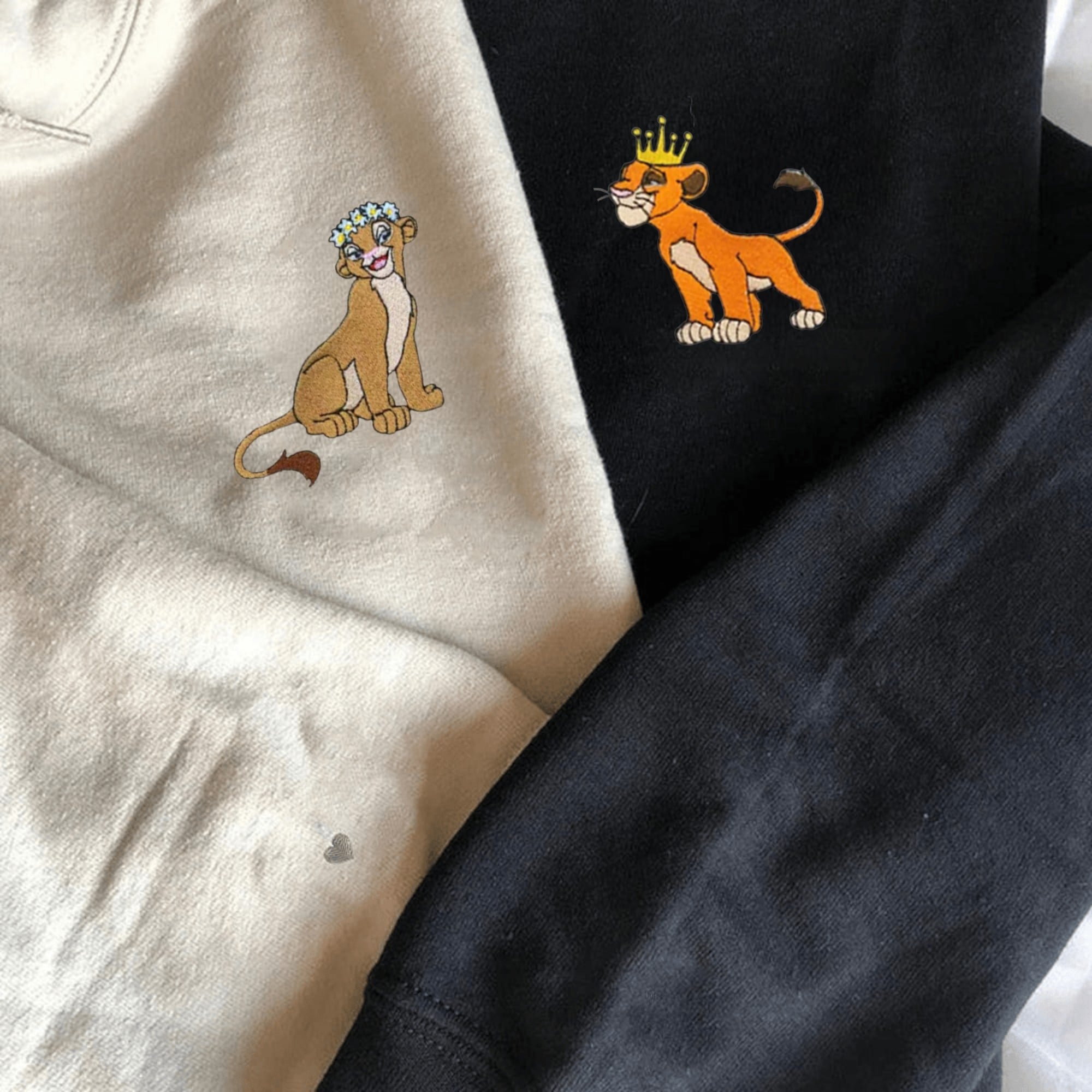 Matching Simba and Nala Disney hoodies for couples

