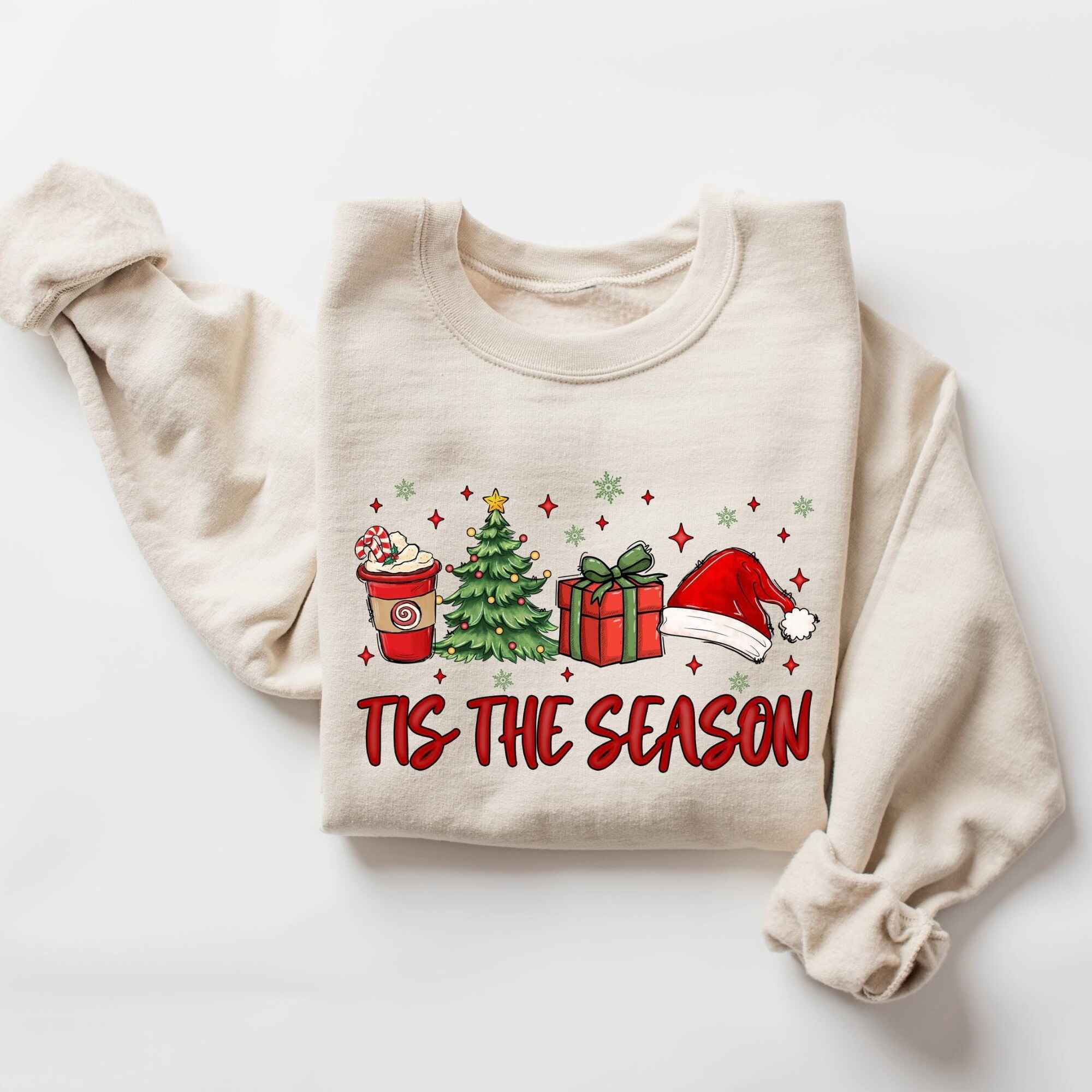 "'Tis the Season" Christmas sweatshirt with festive holiday icons
