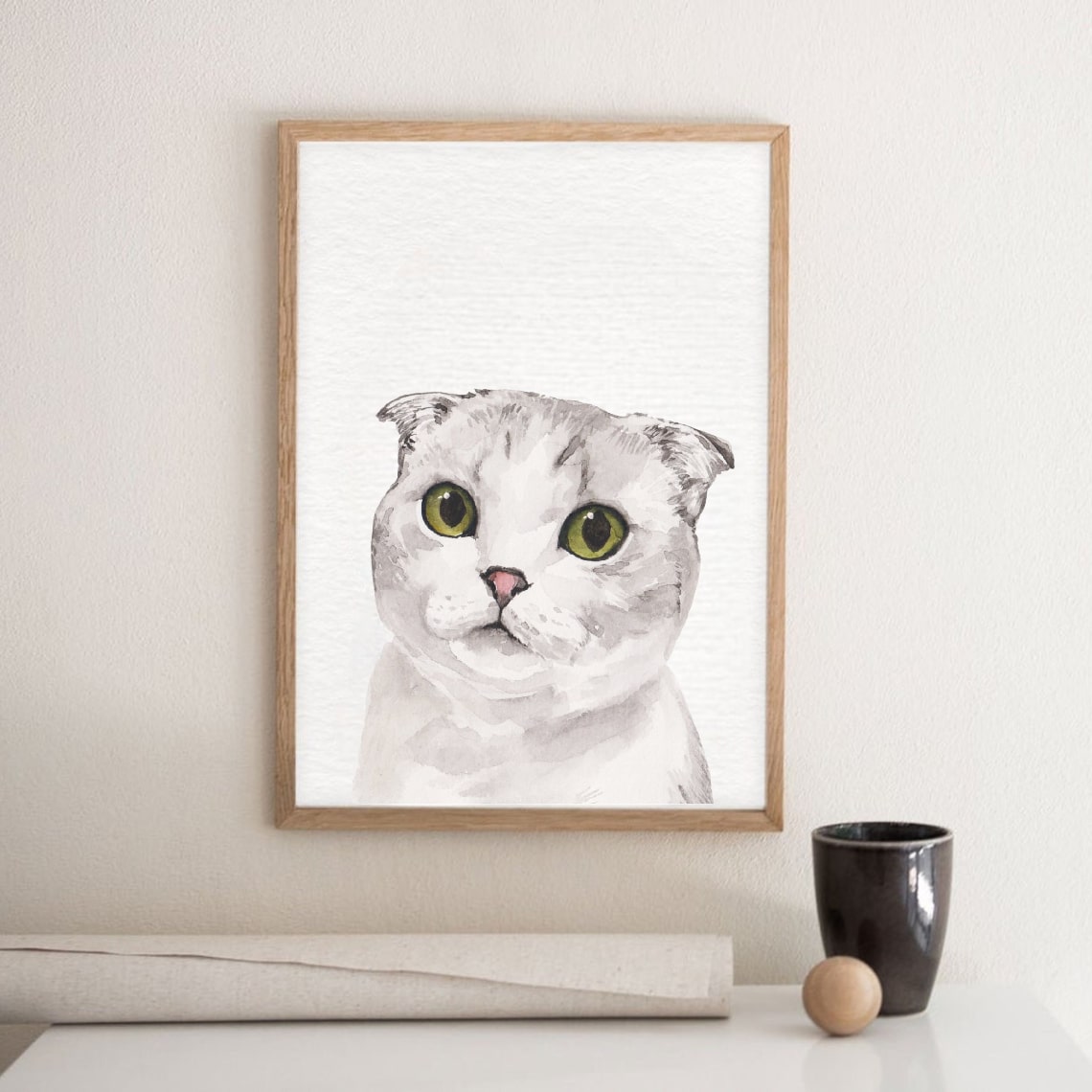 Personalized Pet Keepsake Wall Art – Watercolor Pet Headshot Portrait
