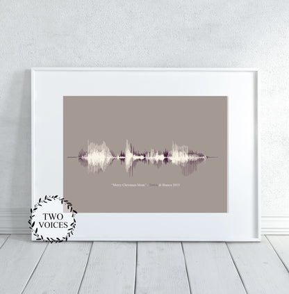 Custom multi sound wave wall art featuring two voices in personalized audio design

