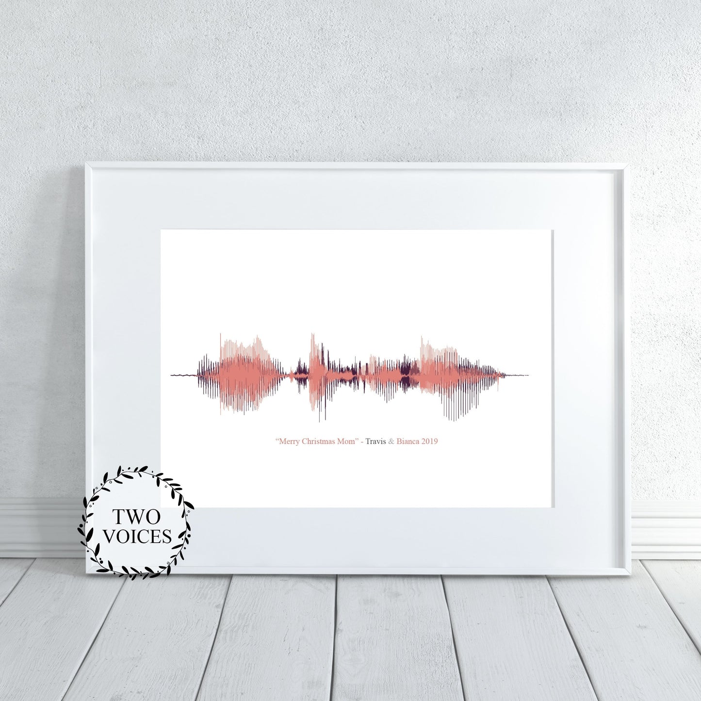 Custom multi sound wave wall art featuring two voices in personalized audio design

