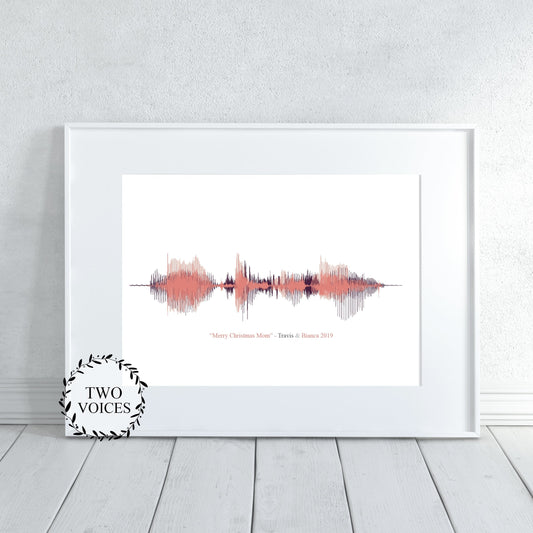 Custom multi sound wave wall art featuring two voices in personalized audio design

