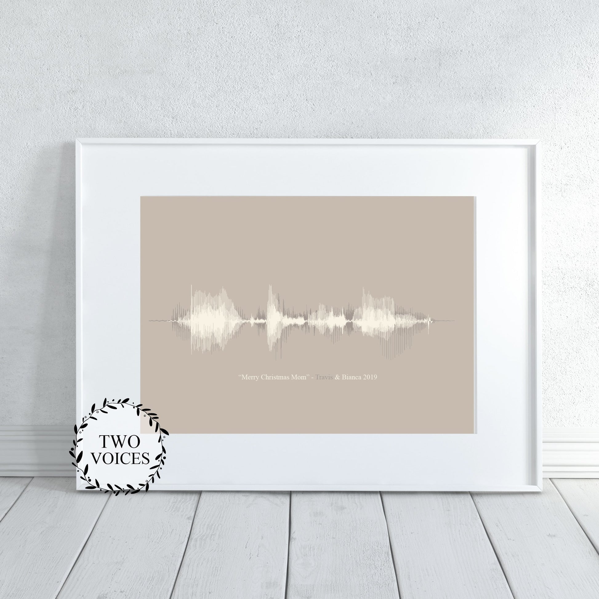 Custom multi sound wave wall art featuring two voices in personalized audio design

