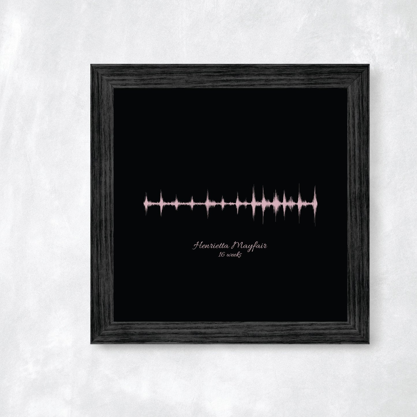 Custom ultrasound sound wave wall art featuring a baby’s heartbeat, perfect keepsake for expecting parents

