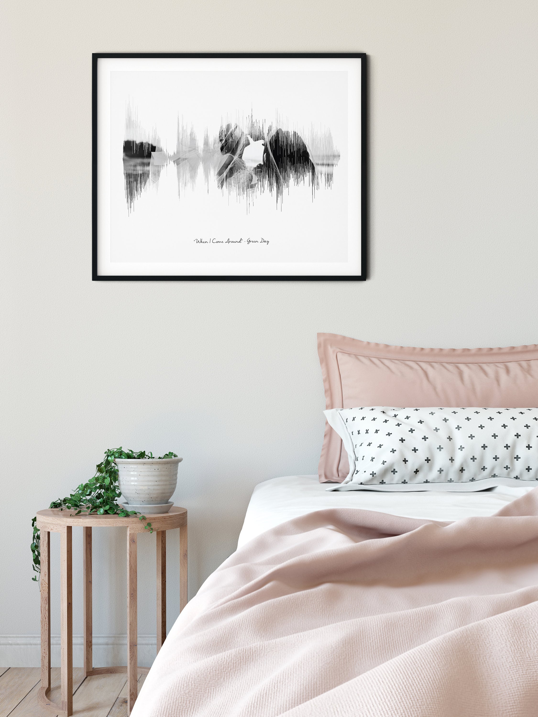 Custom sound wave art with personal photo and song, perfect gift for couples






