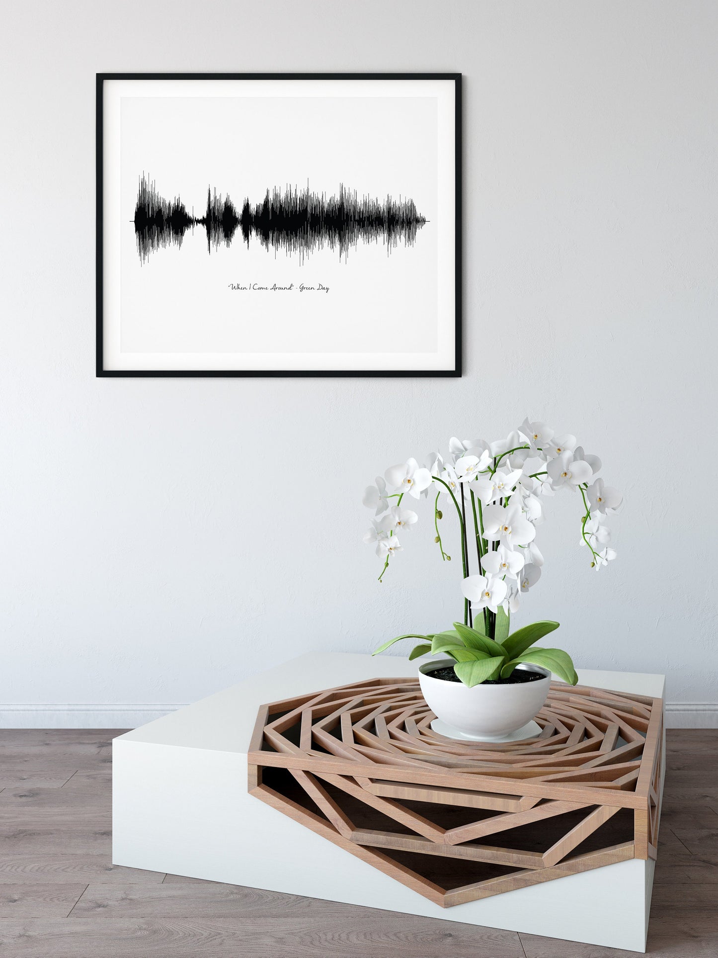 Personalized sound wave wall art with custom song, ideal for anniversaries or special occasions
