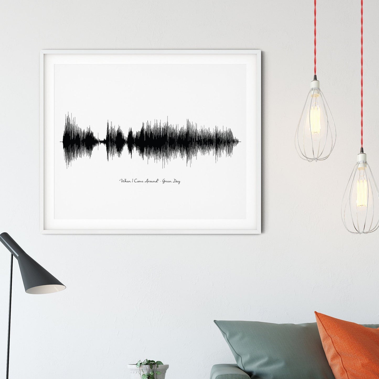 Custom song sound wave wall art featuring a minimalist black and white design, perfect for weddings or anniversaries

