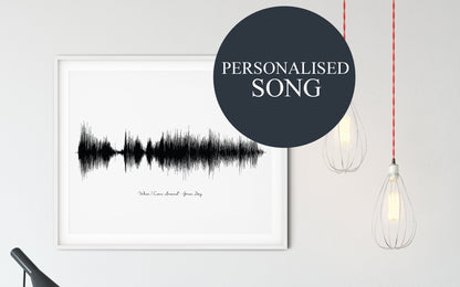 Minimalist custom sound wave wall art featuring personalized song, perfect wedding gift
