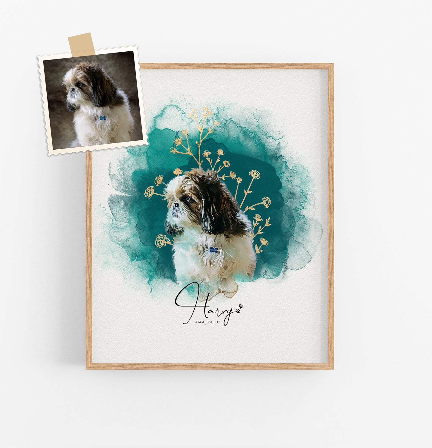 Custom Pet Memorial Portrait Wall Art – Personalized Pet Loss Keepsake