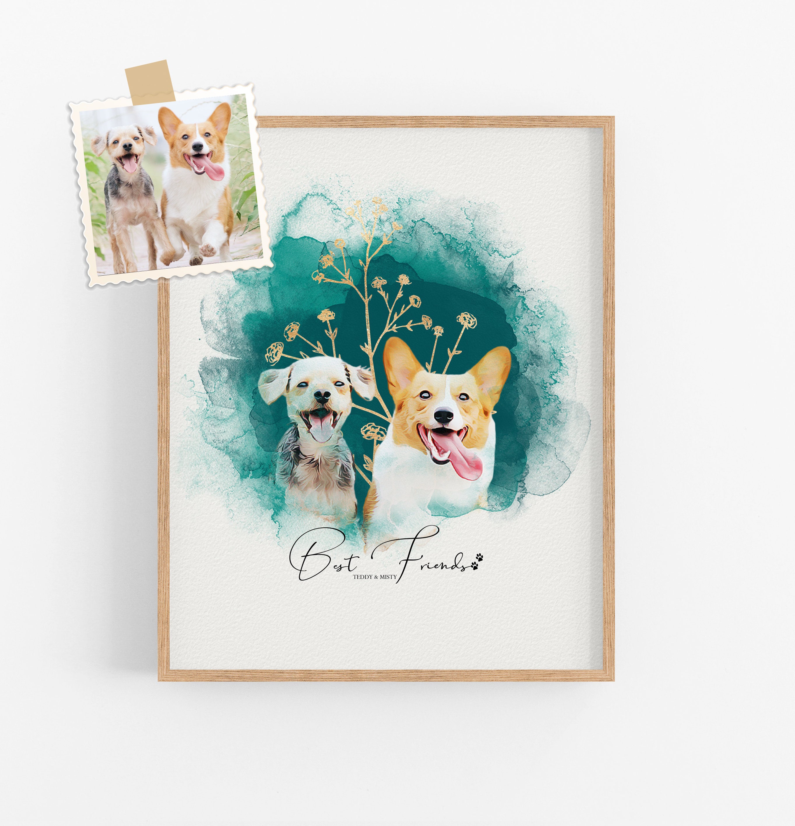 Custom Pet Memorial Portrait Wall Art – Personalized Pet Loss Keepsake