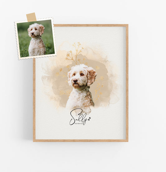 Custom Pet Memorial Portrait Wall Art – Personalized Pet Loss Keepsake