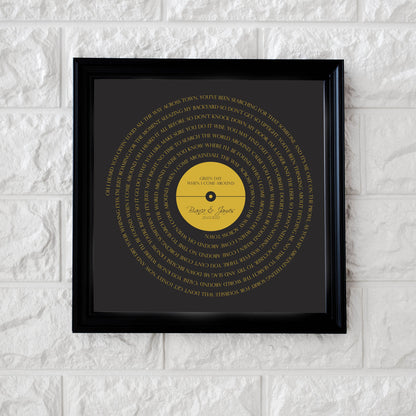 Custom song lyrics vinyl record print with personalized design, ideal for music lovers

