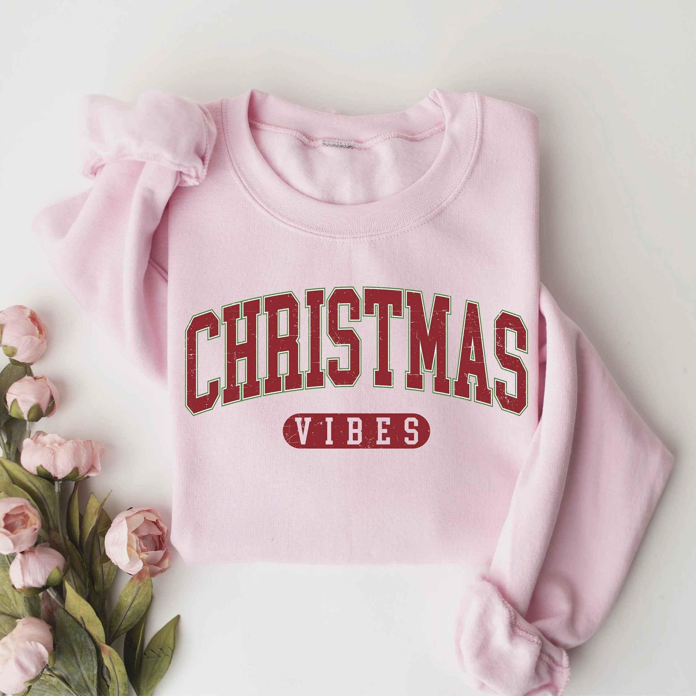 Holiday sweatshirt with bold Christmas Vibes text
