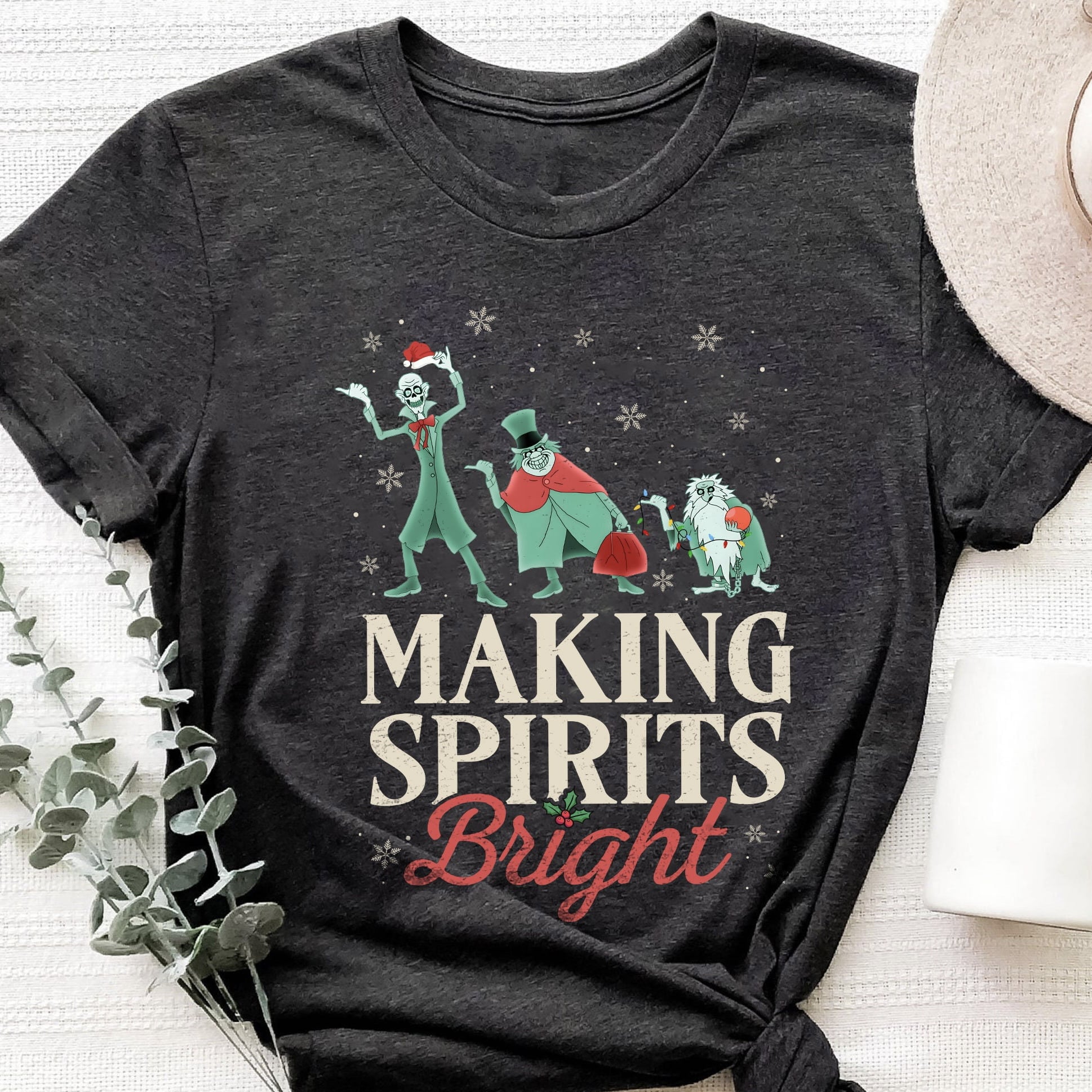 Fun Christmas shirt with spooky and festive holiday vibes
