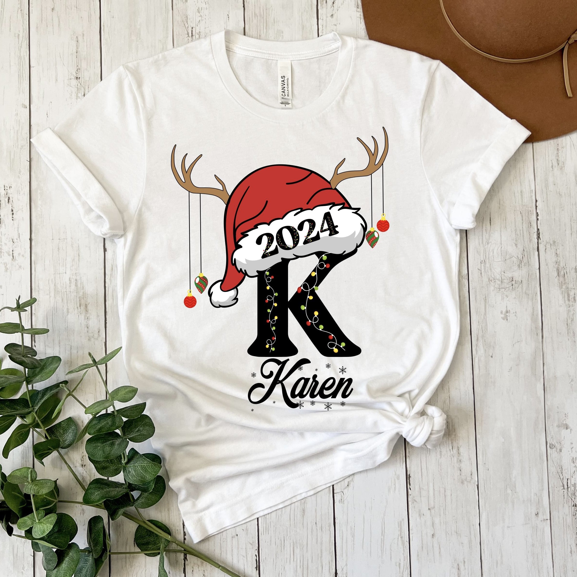 Matching Christmas shirts with personalized names for family gatherings
