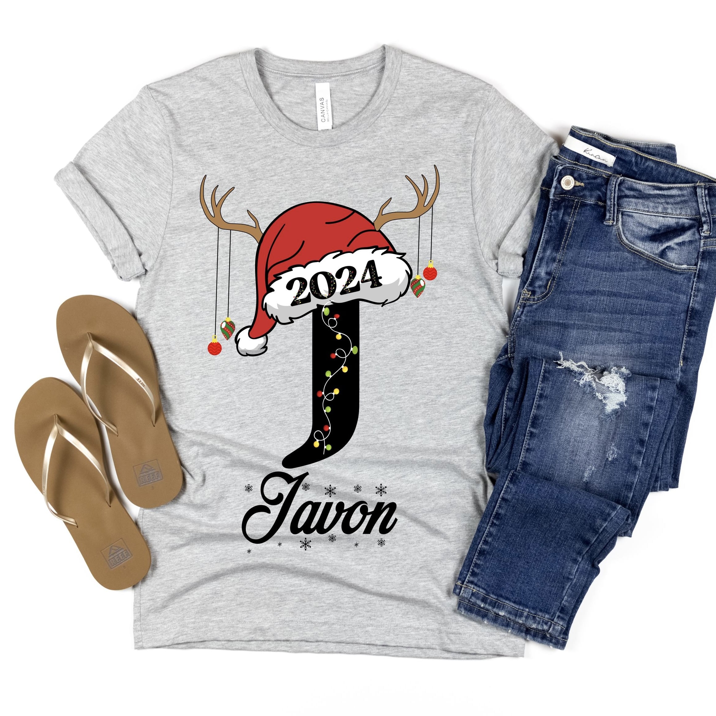 Personalized Christmas shirt with Santa hat design for family
