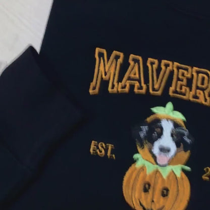 Custom Dog Sweatshirt  -  Halloween Pumpkin Custom Sweatshirt For Dog & Pets