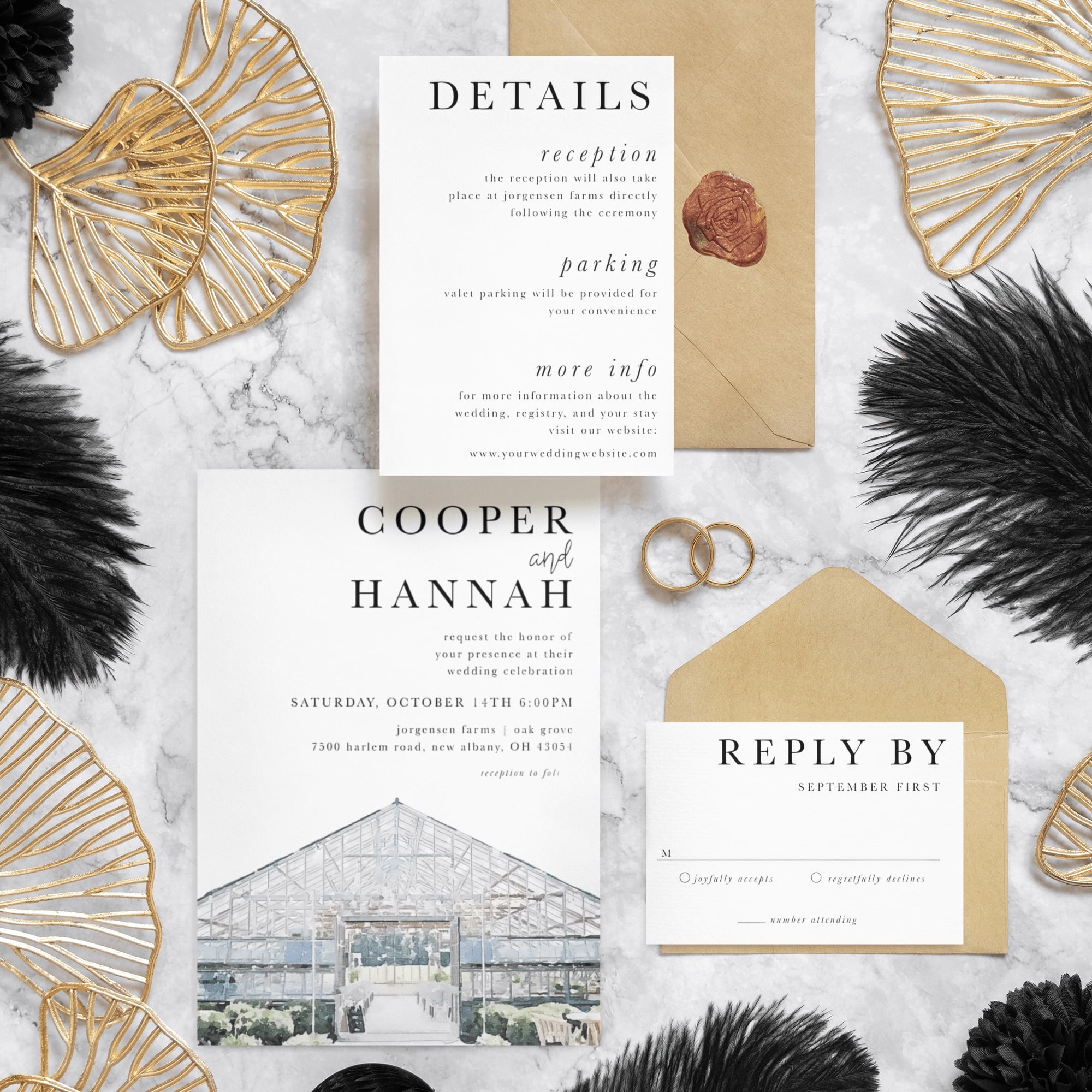 Watercolor Venue Wedding Invitation Bundle – Elegant & Customizable