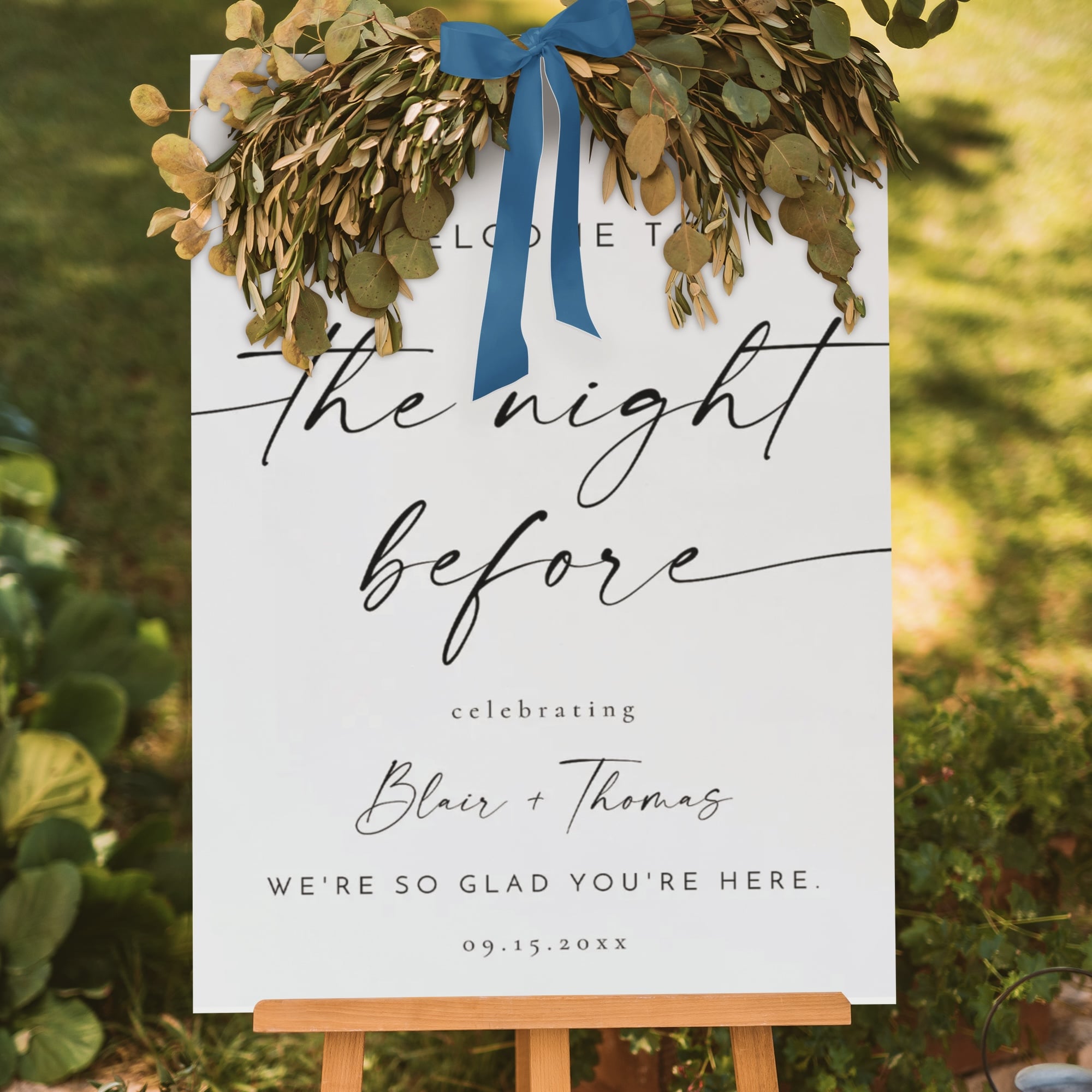 Elegant "The Night Before" Wedding Sign with Floral Decor